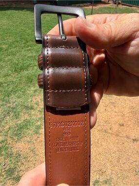 Brown Leather Belt with Matte Gunmetal Buckle